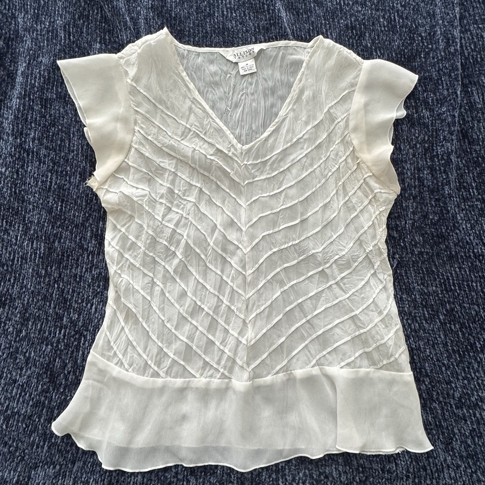 Allison Taylor Women's Sheer White Top (M)  Coquette Office Y2K VTG Boho Cute